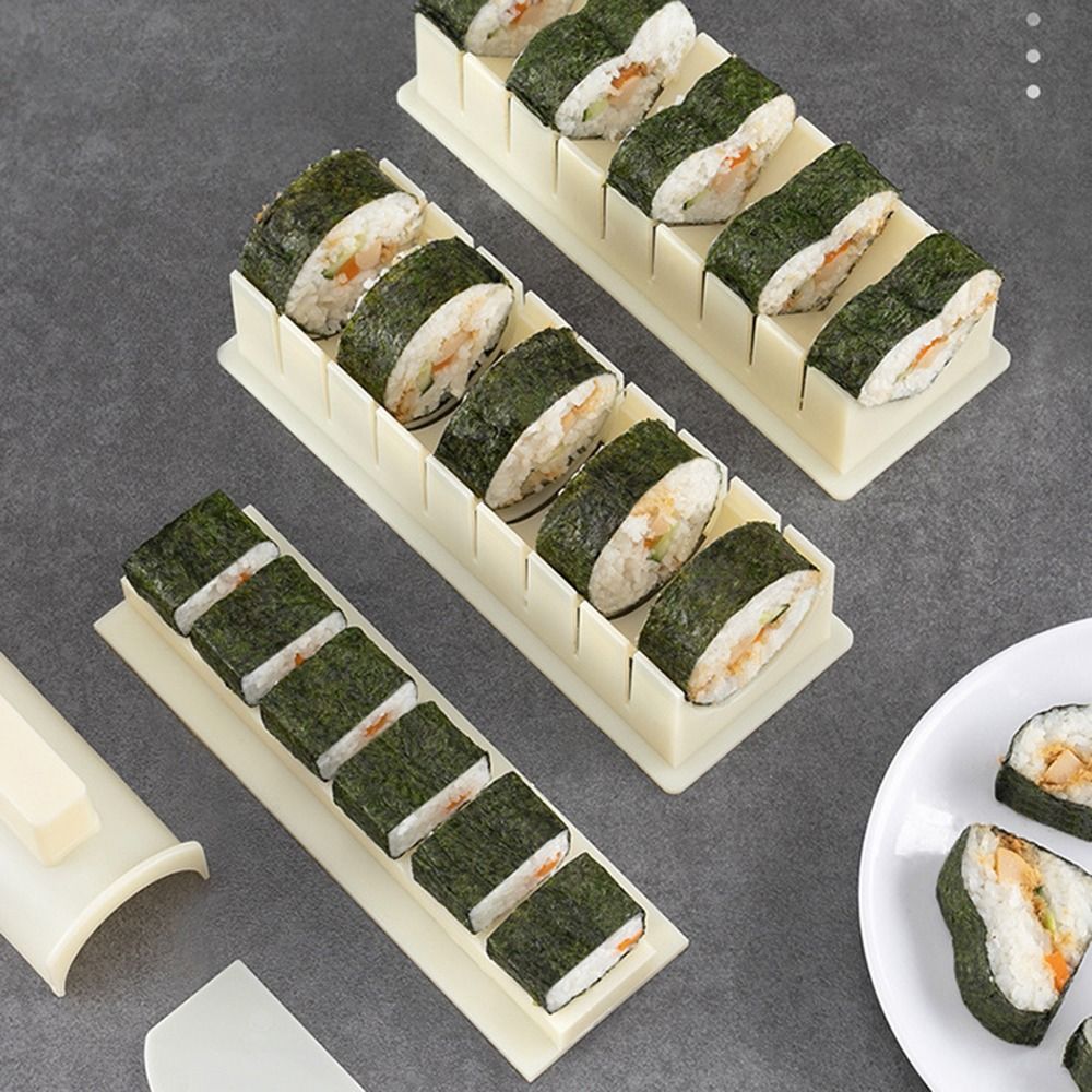 Sushi Making Kit - ชุดอุปกรณ์ทำซูชิพลาสติก 3 ชิ้น/ชุด รูปทรงกลม สี่เหลี่ยม หัวใจ